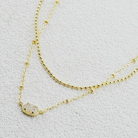 ✨Kendra Scott Layered Drusy Gold Necklace✨ - Picture 3 of 4